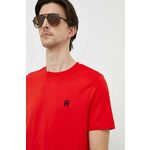 Bombažna kratka majica Tommy Hilfiger moški, rdeča barva - rdeča. Kratka majica iz kolekcije Tommy Hilfiger, izdelana iz tanke, elastične pletenine. Model iz zračne bombažne tkanine.