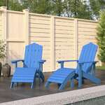 Vidaxl Vrtni stoli Adirondack 2 kosa s stolčki za noge HDPE aqua modri