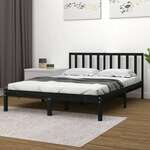 Greatstore Okvir za posteljo, črn, masivni les, 120x190 cm, dvojni