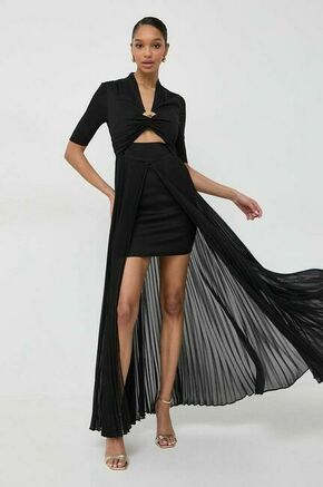 Obleka Karl Lagerfeld črna barva - črna. Obleka iz kolekcije Karl Lagerfeld. Nabran model