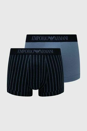 Boksarice Emporio Armani Underwear 2-pack moški - modra. Boksarice iz kolekcije Emporio Armani Underwear. Model izdelan iz vzorčaste