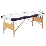 shumee Zložljiva masažna miza 3-conska les bela in vijolična