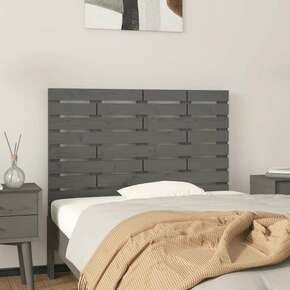 VidaXL Stensko posteljno vzglavje sivo 106x3x63 cm trdna borovina