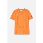 Otroška bombažna kratka majica Coccodrillo oranžna barva - oranžna. Otroške kratka majica iz kolekcije Coccodrillo, izdelana iz tanke, elastične pletenine. Model iz zračne bombažne tkanine.