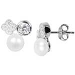 JwL Luxury Pearls Fini uhani s pravim biserjem in cirkoni JL0539 srebro 925/1000
