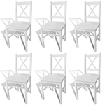 vidaXL 6 belih lesenih jedilnih stolov