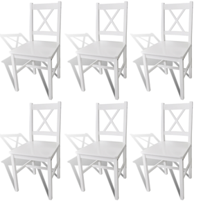 VidaXL 6 belih lesenih jedilnih stolov