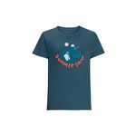 Otroška kratka majica Jack Wolfskin SUMMER CAMP T K mornarsko modra barva - mornarsko modra. Otroška kratka majica iz kolekcije Jack Wolfskin. Model izdelan iz pletenine s potiskom.