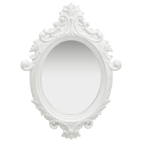 VidaXL Stensko ogledalo v grajskem stilu 56x76 cm belo