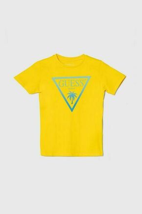 Otroška kratka majica Guess rumena barva - rumena. Otroške kratka majica iz kolekcije Guess