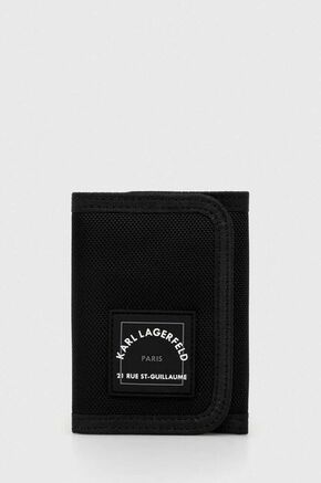 Denarnica Karl Lagerfeld črna barva - črna. Srednje velika denarnica iz kolekcije Karl Lagerfeld. Model izdelan iz tekstilnega materiala.