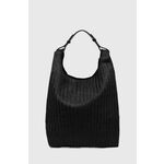 Torbica Sisley črna barva - črna. Velika torbica iz kolekcije Sisley. Model na zapenjanje, izdelan iz pletenega materiala.