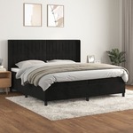 Box spring postelja z vzmetnico črna 200x200 cm žamet - vidaXL - črna - 95,53 - 200 x 200 cm - vidaXL