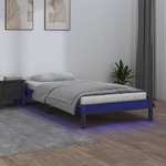 vidaXL LED posteljni okvir siv 90x190 cm 3FT trden les