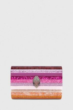 Večerna torbica Kurt Geiger London roza barva - roza. Majhna večerna torbica iz kolekcije Kurt Geiger London. Model na zapenjanje