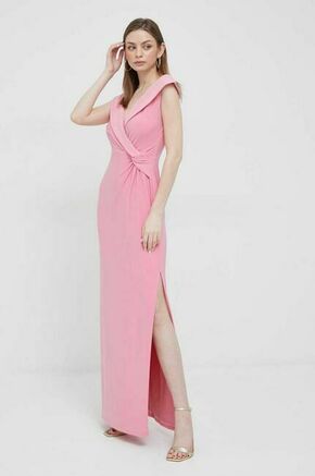 Obleka Lauren Ralph Lauren roza barva - roza. Obleka iz kolekcije Lauren Ralph Lauren. Model izdelan iz enobarvne pletenine. Material z optimalno elastičnostjo zagotavlja popolno svobodo gibanja.
