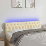 Greatstore LED posteljno vzglavje krem 144x7x78/88 cm blago