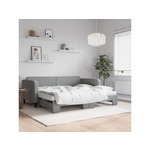Greatstore Izvlečna dnevna postelja z vzmetnicami sv. siva 90x200 cm blago