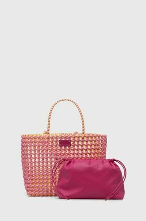 Torbica MSGM roza barva - roza. Velika pletena torbica iz kolekcije MSGM. Model brez zapenjanja