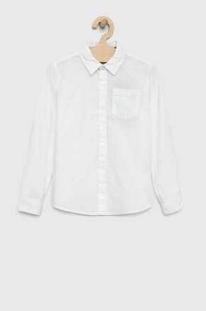 Otroška bombažna srajca Guess bela barva - bela. Otroška srajca iz kolekcije Guess. Model izdelan iz tanke