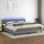 Greatstore Box spring postelja z vzmetnico LED temno siva 200x200 cm blago