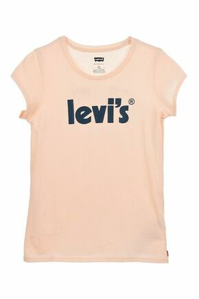 Otroška bombažna kratka majica Levi's oranžna barva - oranžna. Otroške kratka majica iz kolekcije Levi's. Model izdelan iz tanke