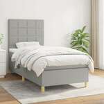 Greatstore Box spring postelja z vzmetnico svetlo siva 90x190 cm blago
