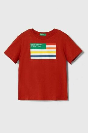 Otroška bombažna kratka majica United Colors of Benetton rdeča barva - rdeča. Otroške lahkotna kratka majica iz kolekcije United Colors of Benetton