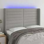 Vidaxl LED posteljno vzglavje svetlo sivo 147x16x118/128 cm blago