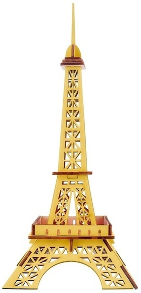 Woodcraft Lesena 3D sestavljanka Eifflov stolp rumena