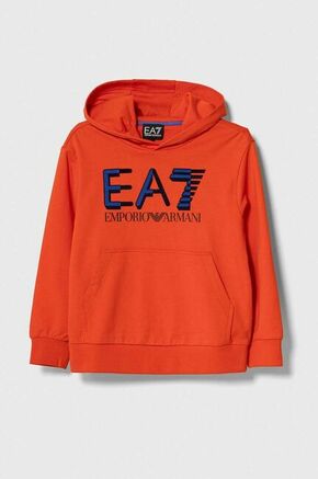 Otroški bombažen pulover EA7 Emporio Armani oranžna barva