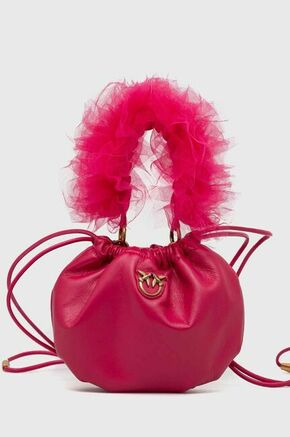 Usnjena torbica Pinko vijolična barva - vijolična. Majhna torbica iz kolekcije Pinko. na zapenjanje