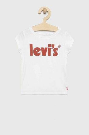 Otroška bombažna kratka majica Levi's bela barva - bela. Otroški kratka majica iz kolekcije Levi's. Model izdelan iz pletenine s potiskom.
