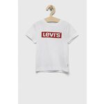 Otroška bombažna kratka majica Levi's bela barva - bela. Otroške kratka majica iz kolekcije Levi's. Model izdelan iz tanke, rahlo elastične pletenine.