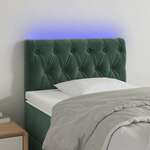 vidaXL LED posteljno vzglavje temno zeleno 80x7x78/88 cm žamet
