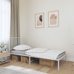 vidaXL Kovinski posteljni okvir z vzglavjem bel 90x190 cm