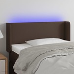 vidaXL LED posteljno vzglavje rjavo 103x16x78/88 cm umetno usnje
