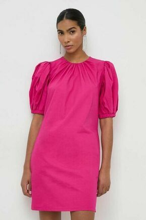 Bombažna obleka Silvian Heach roza barva - roza. Obleka iz kolekcije Silvian Heach. Model izdelan iz enobarvne tkanine. Model iz izjemno udobne bombažne tkanine.