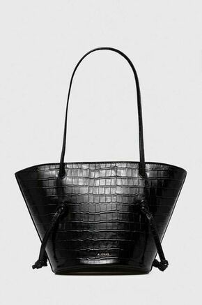 Usnjena torbica Alohas črna barva - črna. Majhna nakupovalna torbica iz kolekcije Alohas. Model na zapenjanje