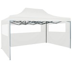 vidaXL Zložljiv vrtni šotor s 3 stranicami 3x4,5 m bel