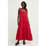 Bombažna obleka Answear Lab rdeča barva - rdeča. Obleka iz kolekcije Answear Lab. Model izdelan iz enobarvne tkanine. Kolekcija je na voljo izključno na Answear.Si.