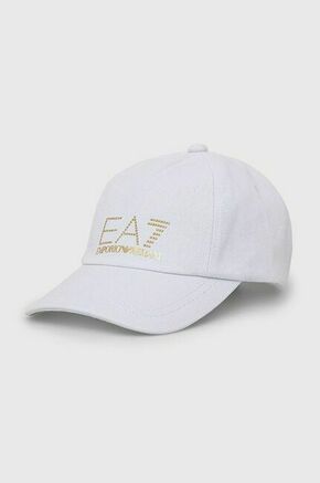 EA7 Emporio Armani bombažna kapa - bela. Baseball kapa iz kolekcije EA7 Emporio Armani. Model izdelan iz prijavno gradivo.
