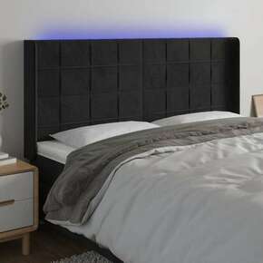 Shumee LED posteljno vzglavje črno 203x16x118/128 cm žamet
