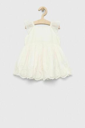 Otroška bombažna obleka GAP bela barva - bela. Lahkotna obleka iz kolekcije GAP. Nabran model izdelan iz tkanine. Izjemno udoben material