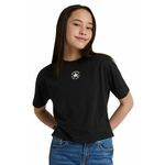 Otroška bombažna kratka majica Converse črna barva - črna. Otroške kratka majica iz kolekcije Converse. Model izdelan iz tanke, elastične pletenine. Model iz zračne bombažne tkanine.