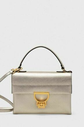 Usnjena torbica Coccinelle Arlettis zlata barva - zlata. Majhna torbica iz kolekcije Coccinelle. Model na zapenjanje