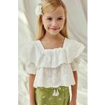 Otroška bluza Mayoral bela barva - bela. Otroški mikica iz kolekcije Mayoral. Model izdelan iz enobarvne tkanine. Ima okrogli izrez.