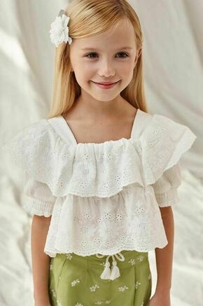 Otroška bluza Mayoral bela barva - bela. Otroški mikica iz kolekcije Mayoral. Model izdelan iz enobarvne tkanine. Ima okrogli izrez.