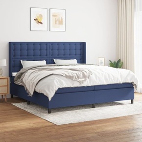 Box spring postelja z vzmetnico moder 200x200 cm blago - vidaXL - modra - 94
