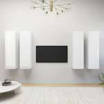 Vidaxl TV omarice 4 kosi visok sijaj bele 30,5x30x110 cm iverna plošča